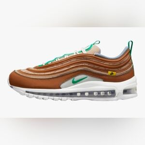 Nike Air Max 97 SE Mens Hemp Green/ Brown Leather Sneakers, Size 12